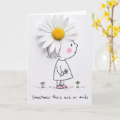 Meisje met een witte daisy kaart (Gele Bloem)