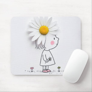 Meisje met een witte daisy muismat