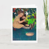 Meisje met een zwarte kat, Jessie Willcox Smith Kaart (Voorkant)