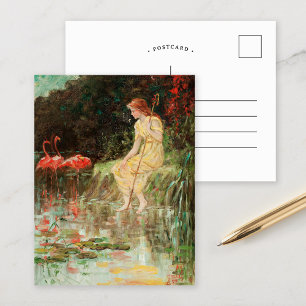 Meisje met flamingo's Frederick Stuart Church Briefkaart