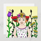  meisje met Floral achtergrond (Voorkant / Achterkant)