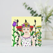  meisje met Floral achtergrond (Staand voorkant)