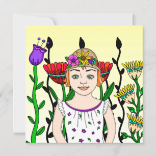  meisje met Floral achtergrond