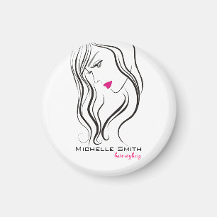 Meisje met gegolfd haar Hairstyling-brandingspicto Magneet