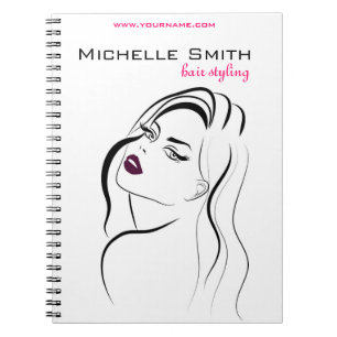 Meisje met gegolfd haar Hairstyling-brandingspicto Notitieboek