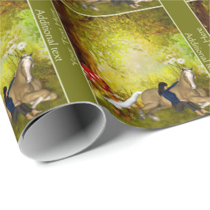 Meisje met gepersonaliseerde paardenkunst cadeaupapier