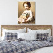 Meisje met geschenkdoos canvas afdruk (Insitu (Slaapkamer))
