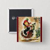  meisje met geschenken Button (Voorkant /achterkant)