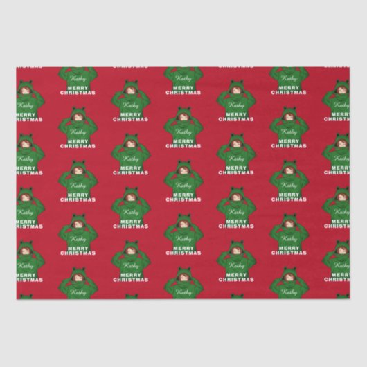 Meisje met groene kikkerkerst tissuepapier (Voorkant)