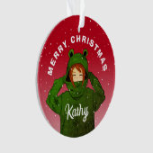 Meisje met groene kikkerst ornament (voorkant)