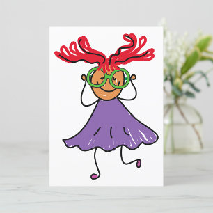 Meisje met grote glazen Paarse uitnodiging