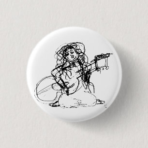 Meisje met Guitar Ronde Button 3,2 Cm