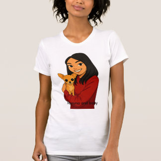 Meisje met haar hondje t-shirt