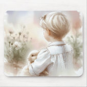 Meisje met haar konijntje muismat (Voorkant)