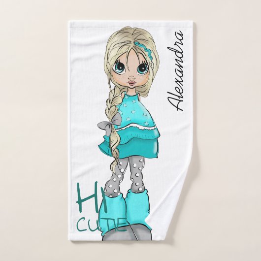 Meisje met handmatige Cartoon Handdoek (Handdoek)