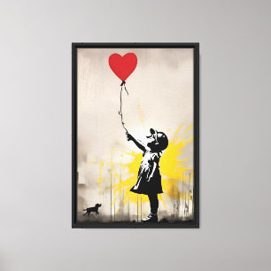 Meisje met Hart Ballon Ingelijste Canvas Wall Art Afdruk