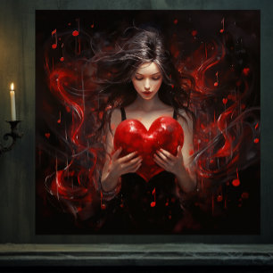 Meisje met hart canvas afdruk