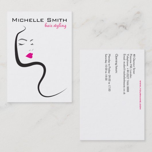 Meisje met het golvende brandmerkende pictogram visitekaartje (Voorkant / Achterkant)