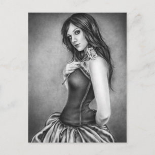 Meisje met het roos Briefkaart