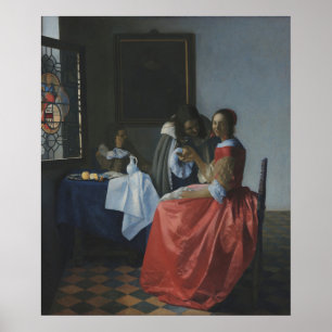 Meisje met het wijnglas - Vermeer Poster