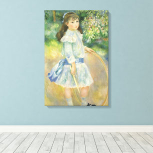 Meisje met Hoepel van Pierre Renoir, Vintage Fine Canvas Afdruk