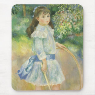 Meisje met hoepel van Pierre Renoir, Vintage Fine  Muismat