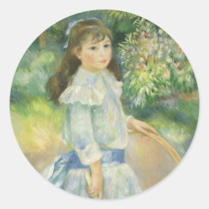 Meisje met Hoepel van Pierre Renoir, Vintage Fine Ronde Sticker