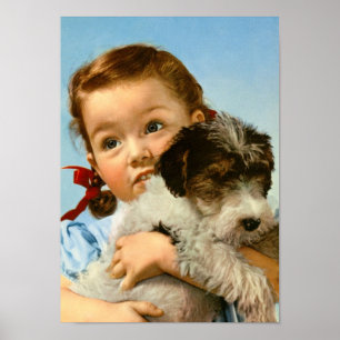 Meisje met hond in Duitsland Poster