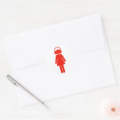 Meisje met hoofdtelefoon sticker - rood (Envelop)