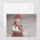 Meisje met Ice-Schaatsen Briefkaart (Voorkant / Achterkant)