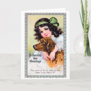 Meisje met Irish Setter Dog, Saint Patrick's Day Kaart