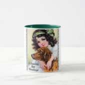 Meisje met Irish Setter Dog, Saint Patrick's Day Mok (Midden)