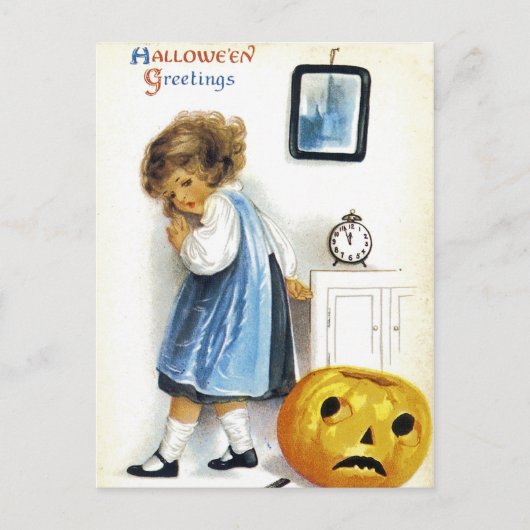 Meisje met Jack o' Lantern Briefkaart (Voorkant)