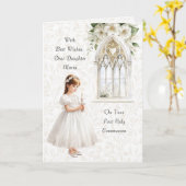Meisje met kaars Eerste Communie Groet Kaart (Gele Bloem)