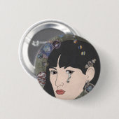 Meisje met kaleidoscoop ogen ronde button 5,7 cm (Voorkant /achterkant)