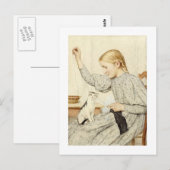 Meisje met kat, Albert Anker Briefkaart (Voorkant / Achterkant)