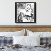  meisje met kat en melksausje canvas afdruk (Insitu (Slaapkamer))