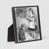  meisje met kat en melksausje fotoplaat (Voorkant)