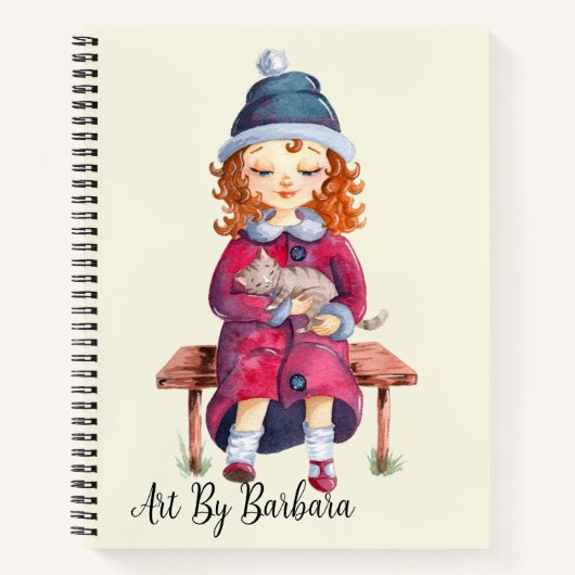Meisje met kat schets notitieboek (Voorkant)