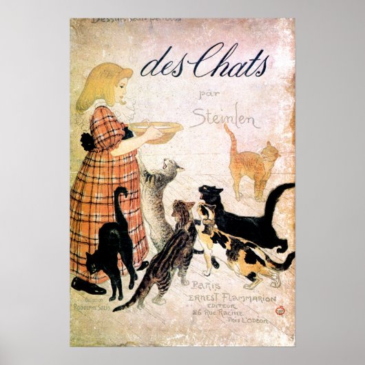 Meisje met katten, Alexandre Steinlen Poster (Voorkant)
