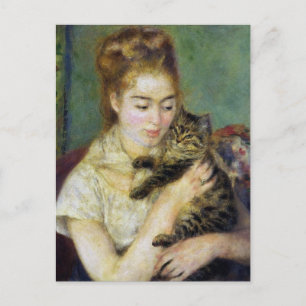 Meisje met katten door Renoir Briefkaart