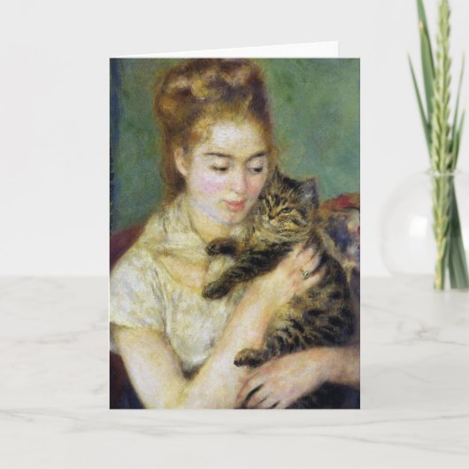 Meisje met katten door Renoir Kaart (Voorkant)