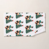 meisje met kerstboom bad handdoek (Handdoek)