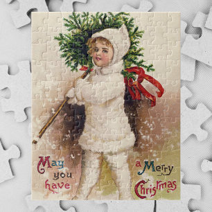 meisje met kerstboom, Ellen Clapsaddle Legpuzzel