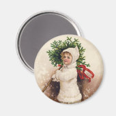  meisje met kerstboom, Ellen Clapsaddle Magneet (Voorkant / Achterkant)