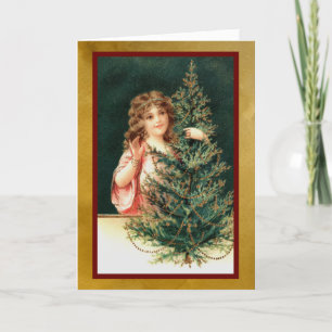 Meisje met Kerstboom Kaart