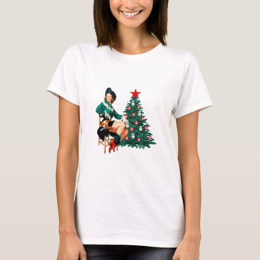 meisje met kerstboom t-shirt (Voorkant)