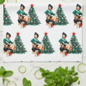  meisje met kerstboom theedoek (Gevouwen)