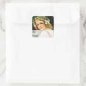  meisje met kerstcadeaus Label (Tas)