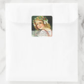  meisje met kerstcadeaus vierkante sticker (Tas)